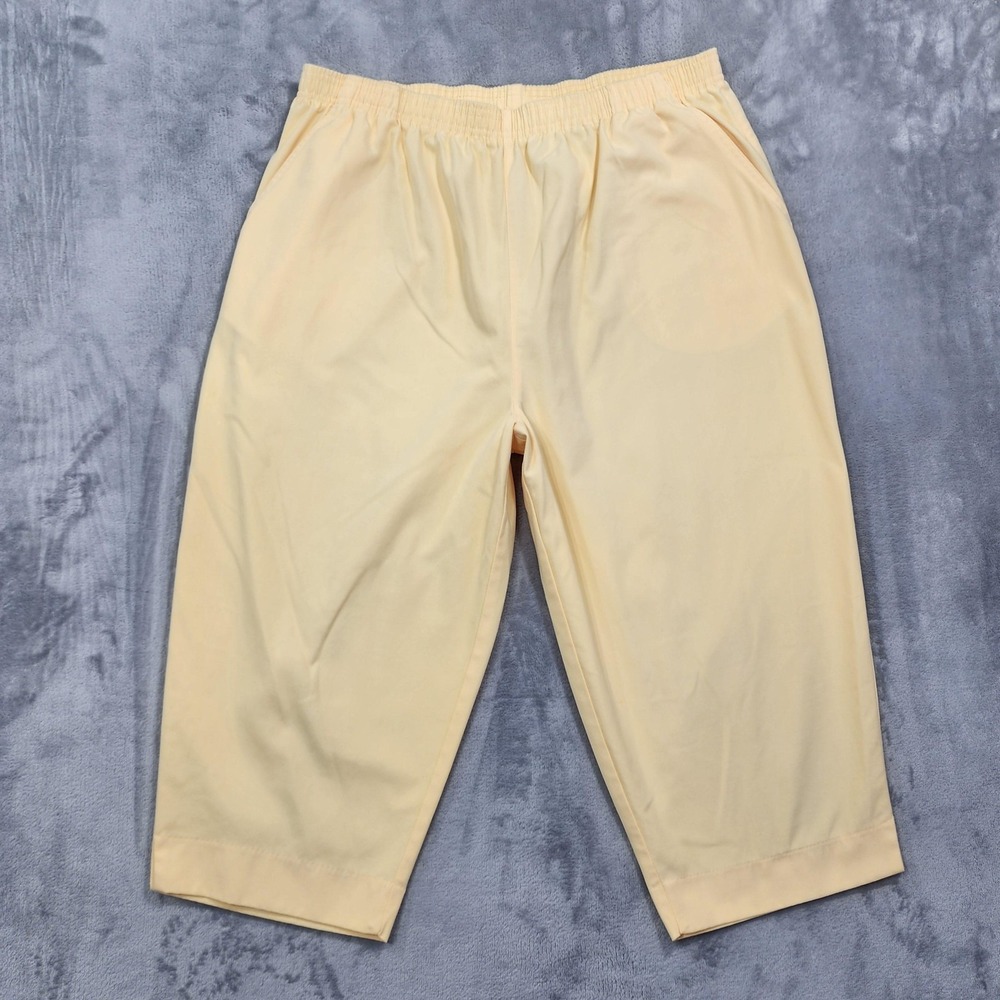 Vintage Draper's & Damon's Pants Womens 20W Yellow Capri Crop Pull On Casual